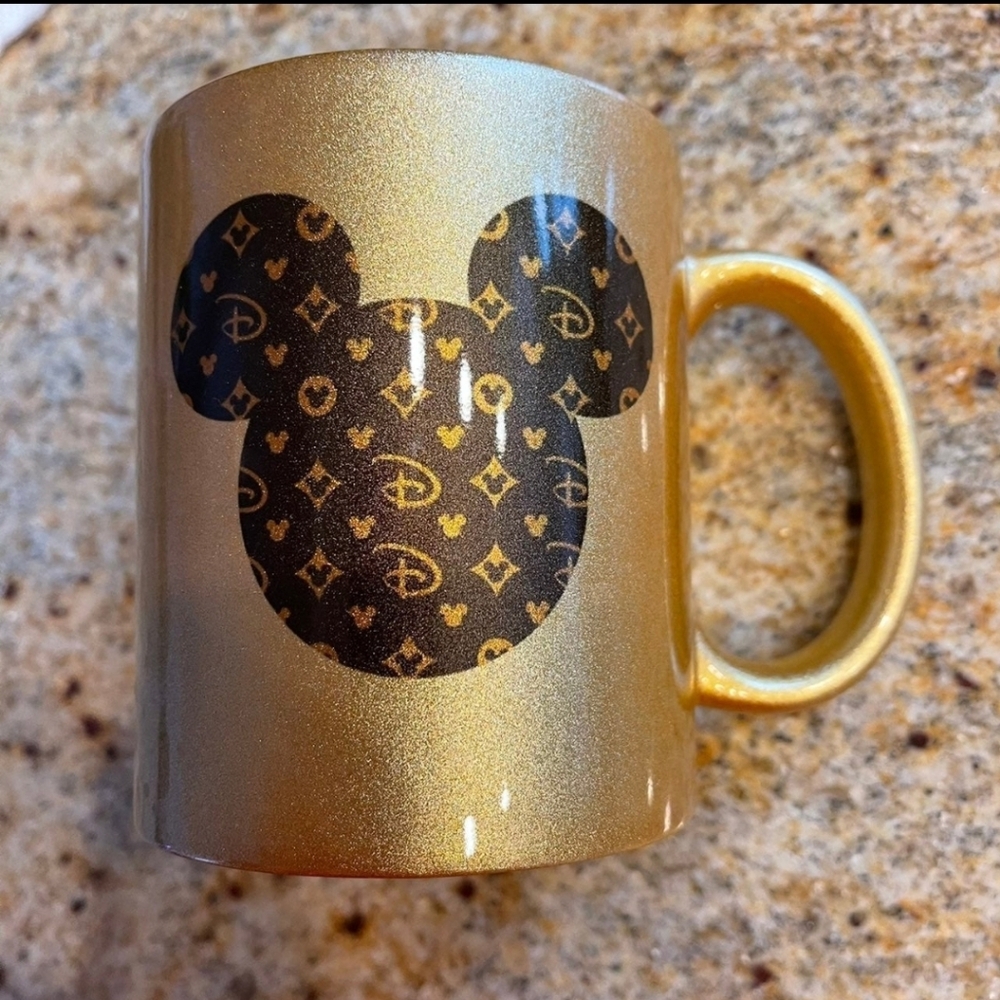 Source Unknown Gold and Black Mickey Mouse Mug